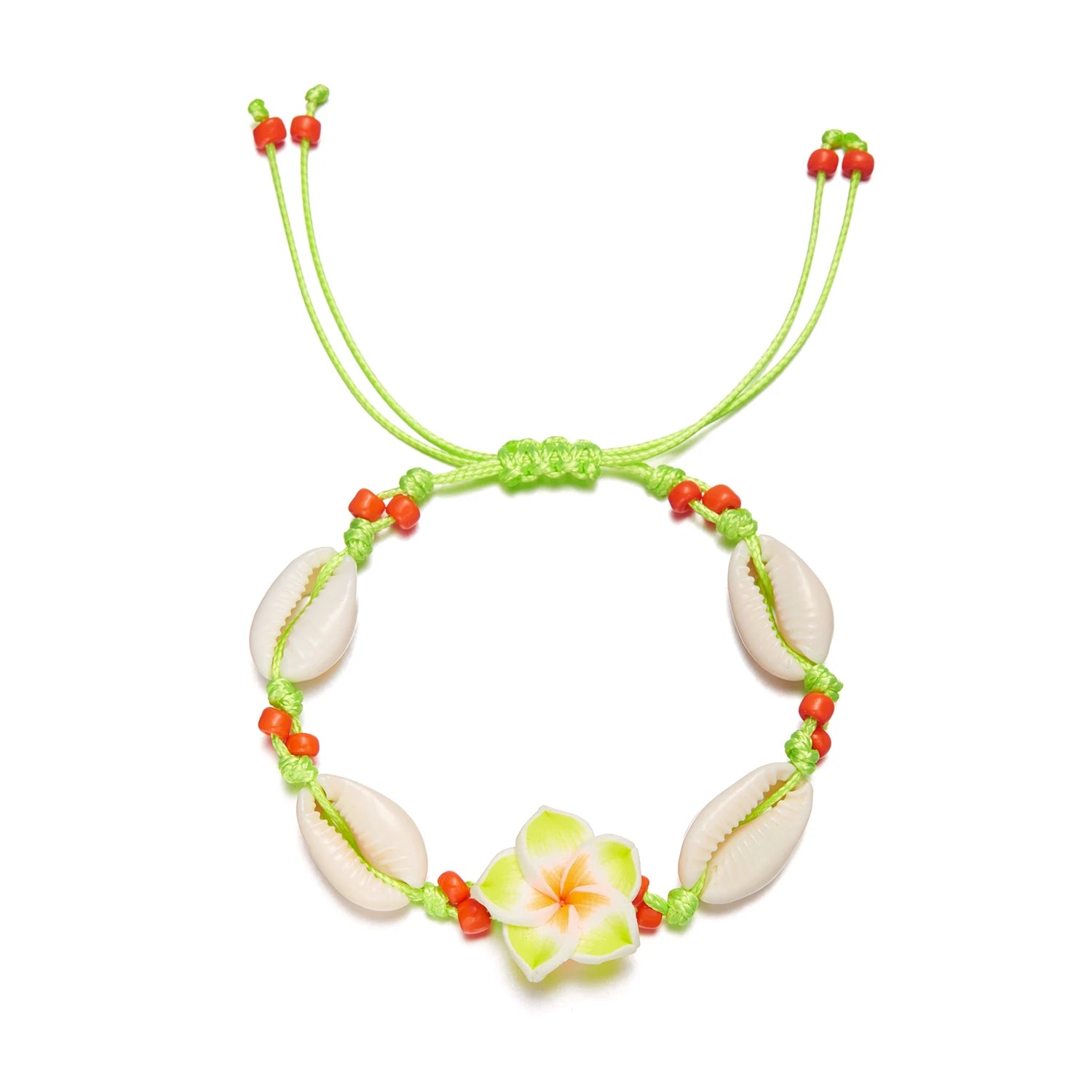 CowLost | bohemian-big-flower-sea-shell-charm-bracelets-for-women-pink-blue-green-flower-soft-clay-pottery-beaded-bangles-handmade-jewelry |13