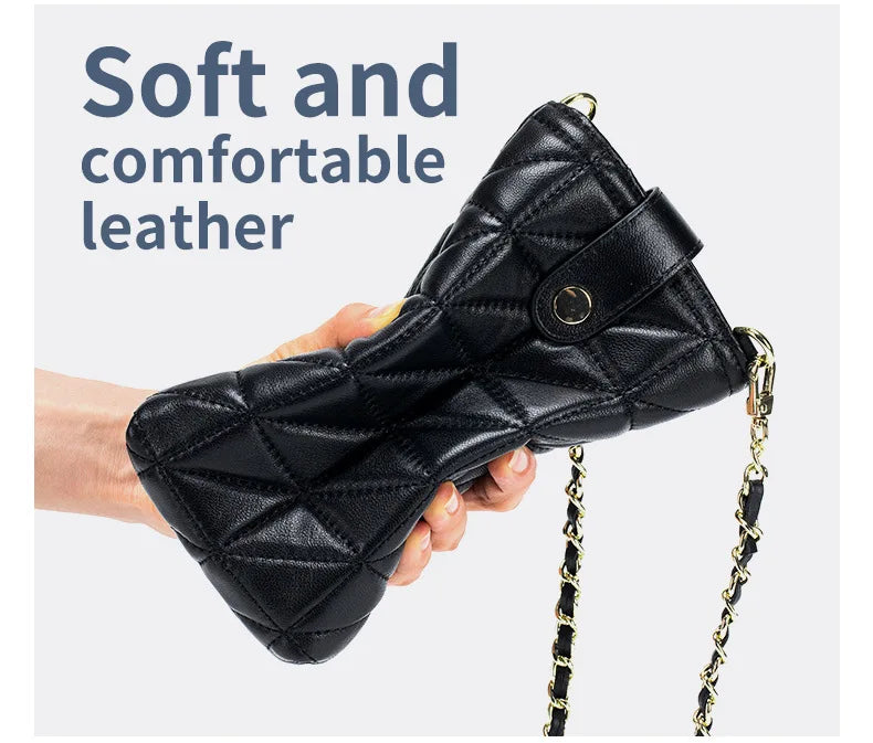 CowLost | uncategorized-genuine-sheepskin-leather-women-crossbody-bag-with-chain-strap |11
