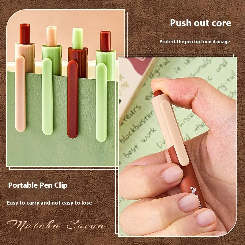 CowLost | product_id-4pcs-milk-tea-gel-pens-set-assorted-retractable-0-5mm-rollerball-for-fast-dry-note-taking-exams |3