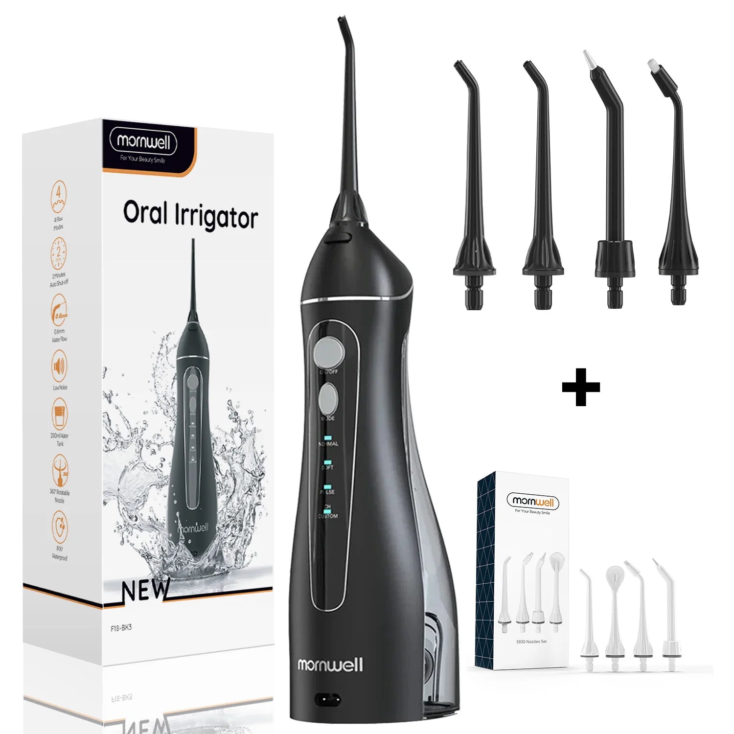 CowLost | uncategorized-mornwell-portable-oral-irrigator-f18-usb-rechargeable-water-flosser-with-4-nozzles-and-200ml-tank |12