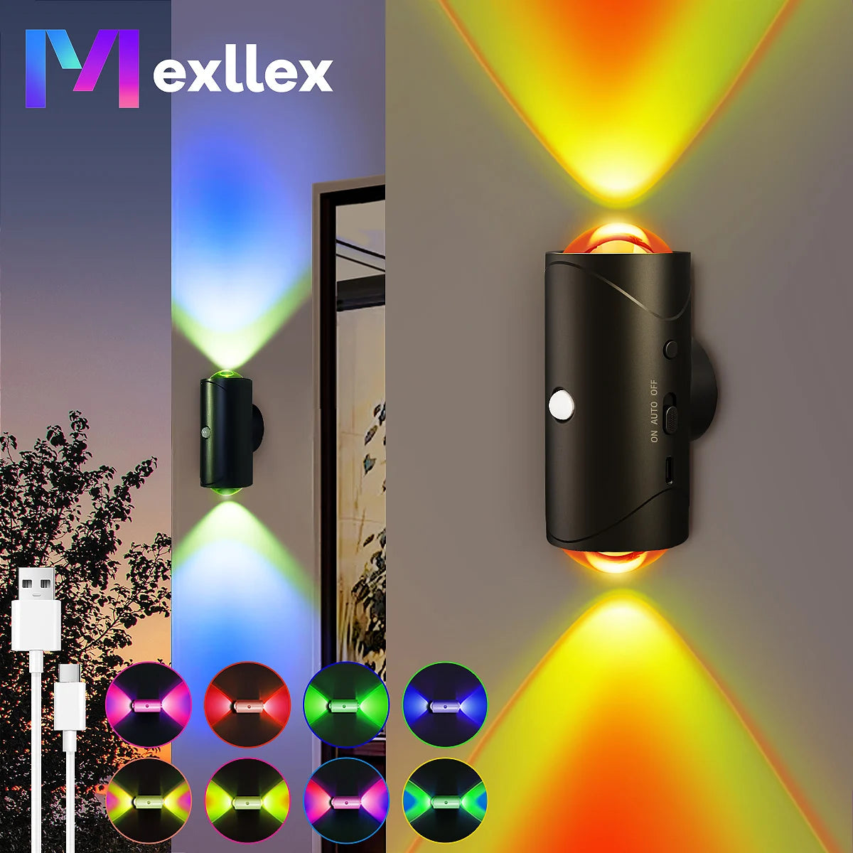 4PCS/2PCS USB Rechargeable Motion Sensor LED Night Light with 8 Effects and 3 Modes, Magnetic Dual-Sided Lamp for Stairway and Bedroom