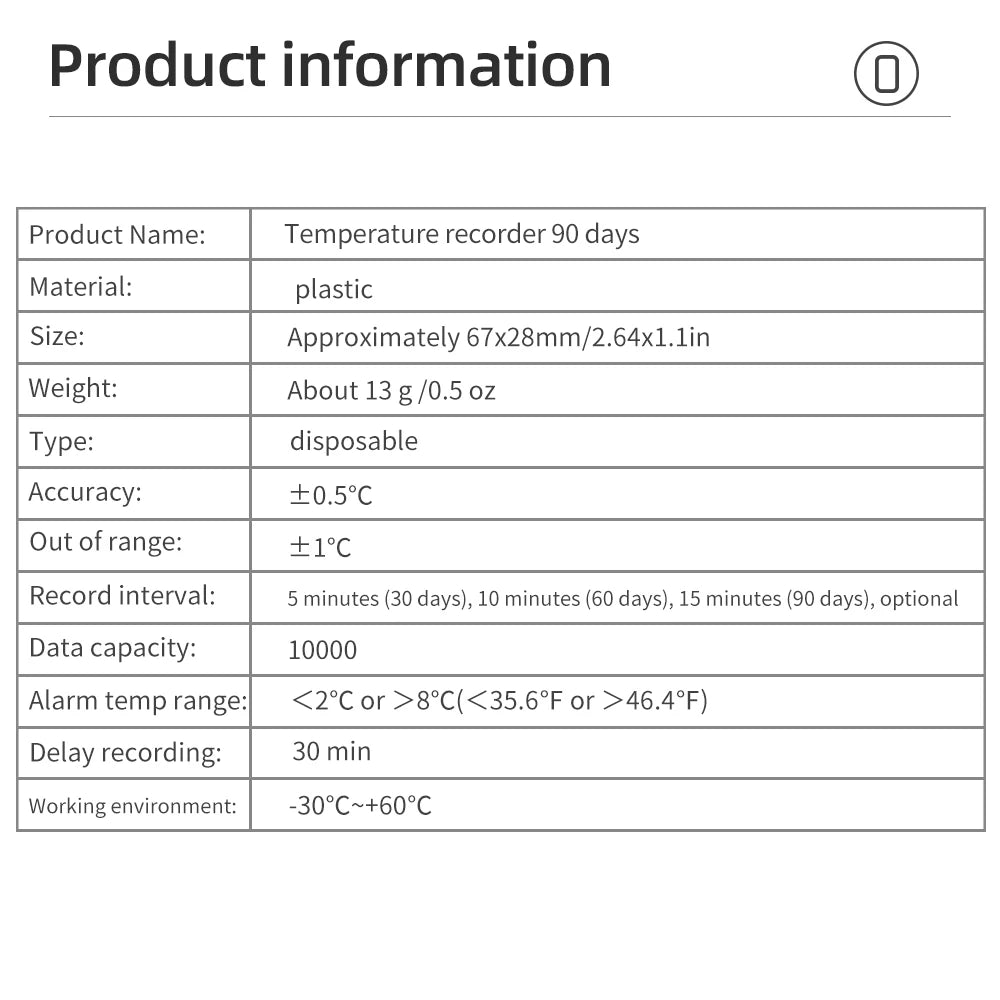 10PCS USB TempU05 Temperature Logger 60/90 Days Disposable PDF Report Cold-Chain Monitor