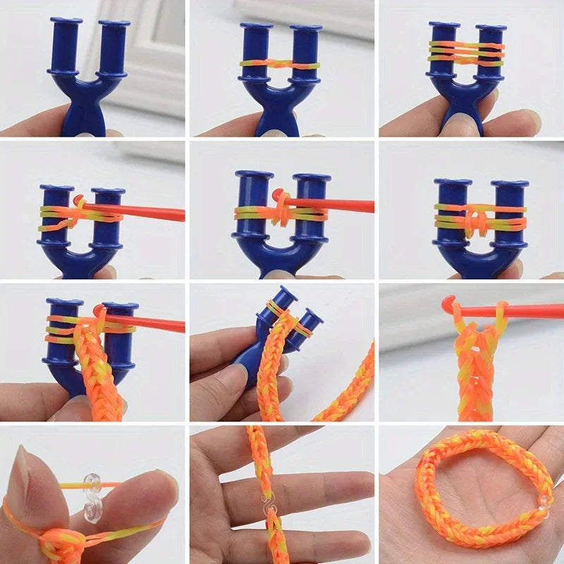 CowLost | bracelets-product_id-600pcs-color-rubber-loom-hair-ties-bands-bracelets-diy-craft-accessories-kit |8