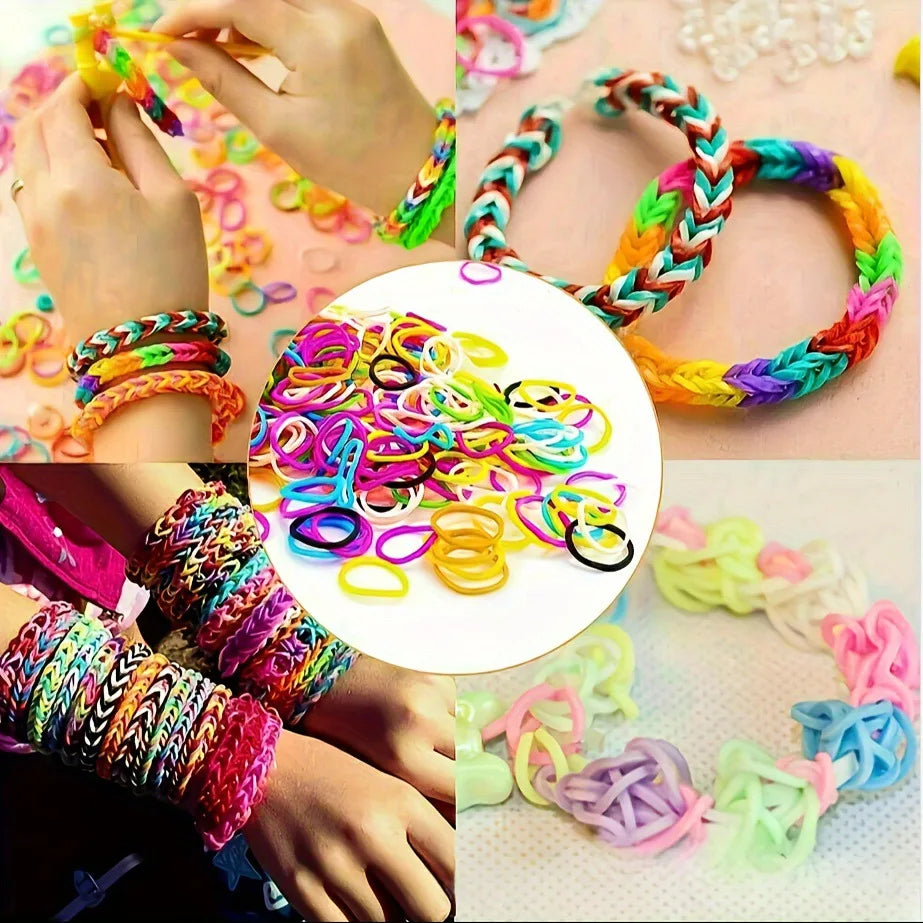 CowLost | bracelets-product_id-600pcs-color-rubber-loom-hair-ties-bands-bracelets-diy-craft-accessories-kit |7