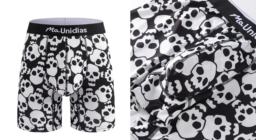 CowLost | activewear-pants-4pcs-mens-boxer-briefs-with-elastic-waistband-skull-print |18