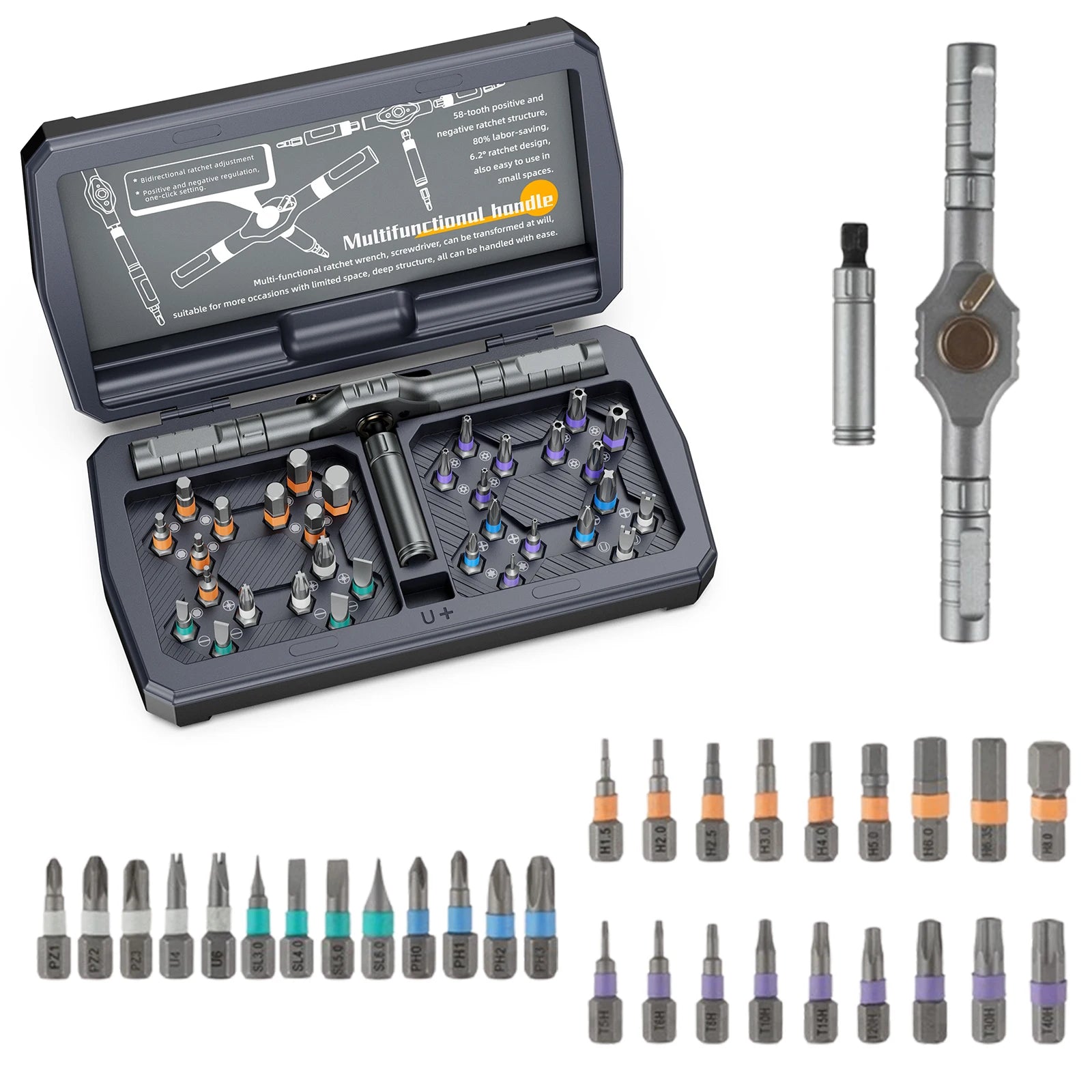 34-in-1 Magnetic Ratchet Screwdriver Set with Detachable Handle for DIY Repair
