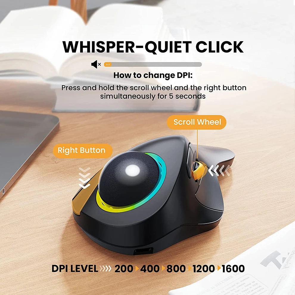 CowLost | jomaa-bluetooth-rgb-trackball-mouse-2-4ghz-wireless-finger-control-rechargeable-ergonomic-backlit-rollerball-mice-for-mac-ipad |10