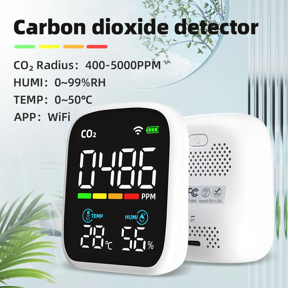 Portable WIFI Air Quality Tester with APP Control PM2.5 CO2 Temperature Humidity Meter