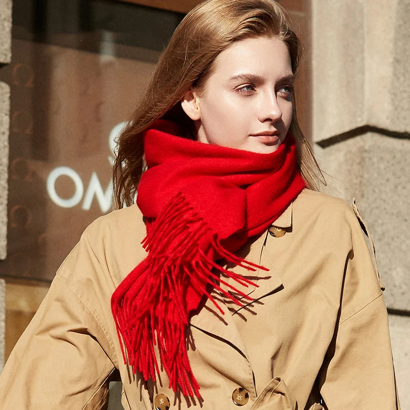 CowLost | winter-pure-long-wool-scarf-women-luxury-brand |2