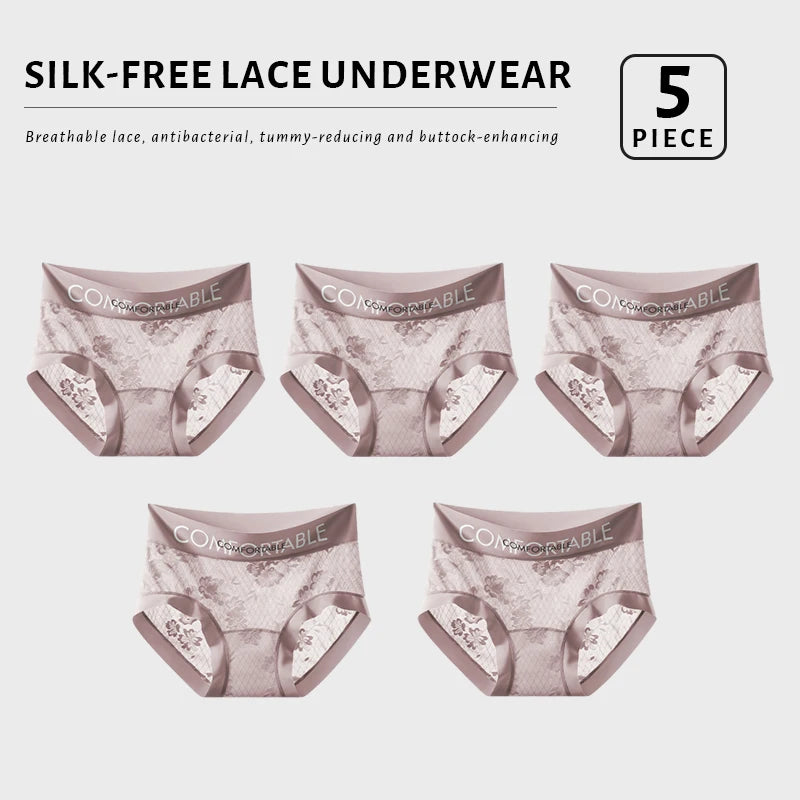 CowLost | product_id-fallsweet-5-pack-plus-size-women-s-floral-lace-seamless-briefs-with-letter-embroidery |13