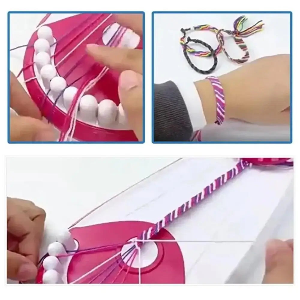 Friendship Hand Knitter Toy DIY Yarn Rope Bracelet Making Set for Kids