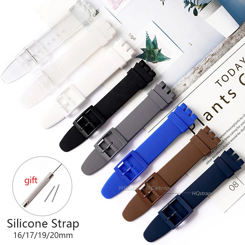 CowLost | product_id-waterproof-silicone-replacement-watch-strap-with-metal-pin-buckle-for-swatch-16-17-19-20mm-unisex |8
