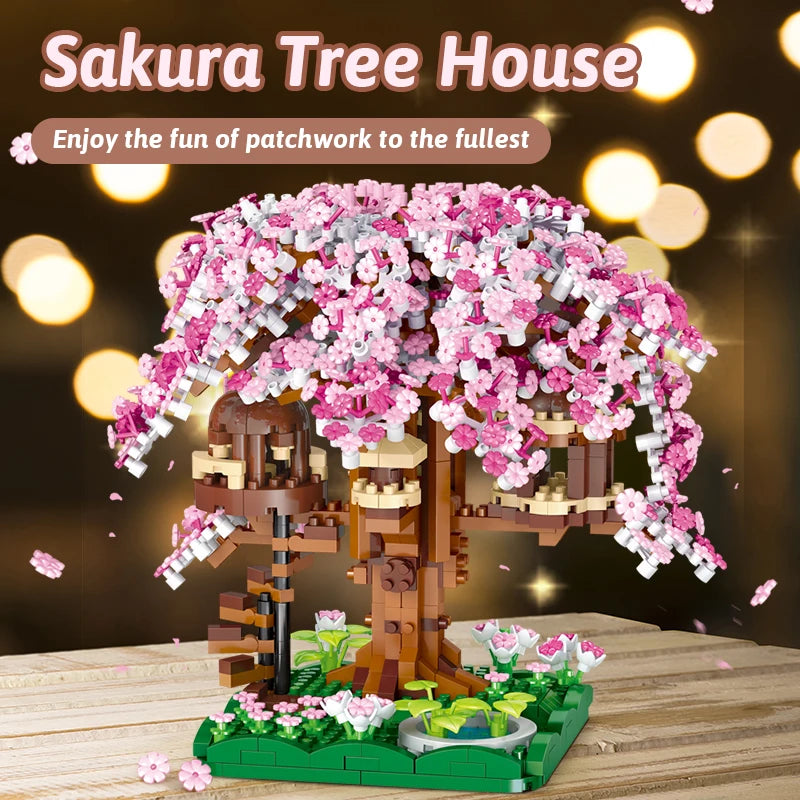 CowLost | product_id-pink-cherry-blossom-rainbow-treehouse-building-block-toy-for-parent-child-assembly |2