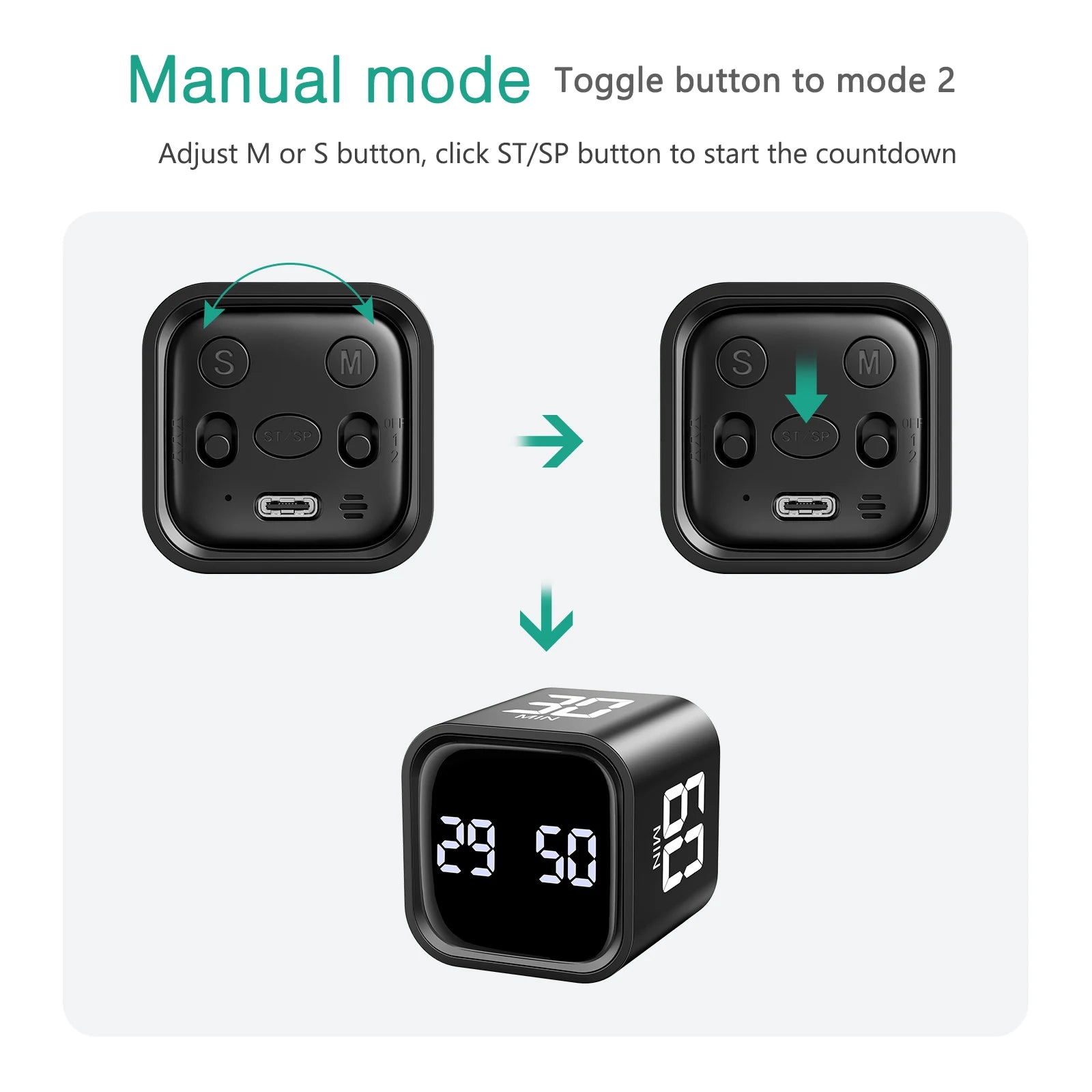 Cube Timer Custom Countdown Gravity Sensor for Tasks Work Study Kitchen