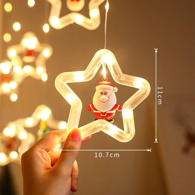 CowLost | product_id-led-usb-christmas-star-santa-curtain-string-lights-for-bedroom-and-living-room |3