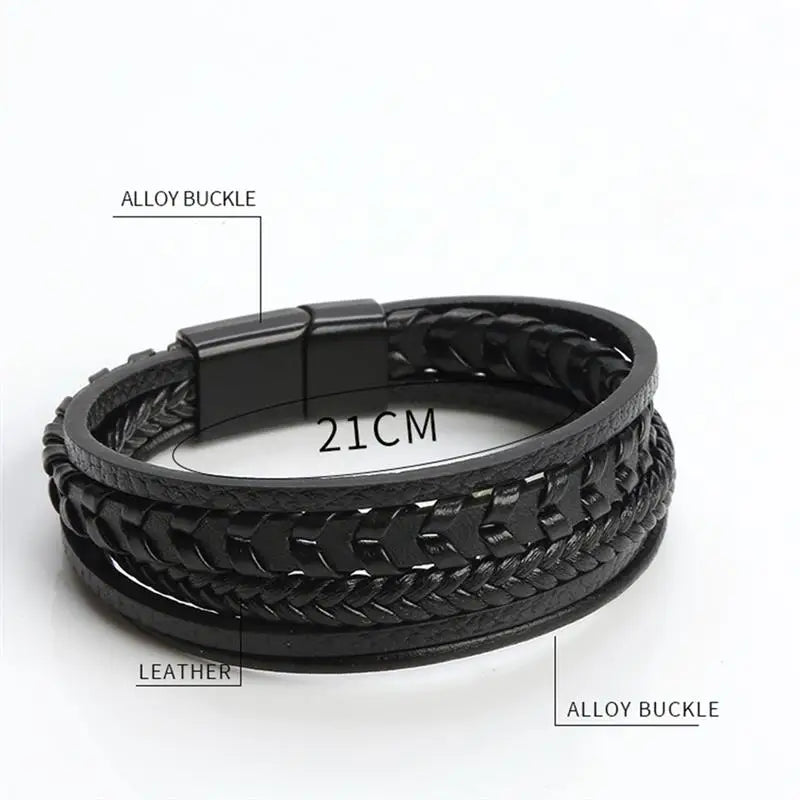 CowLost | fashion-braided-rope-woven-multilayer-leather-men-bracelets-punk-mental-magnet-bangle-for-friend-charm-jewelry-gifts |11