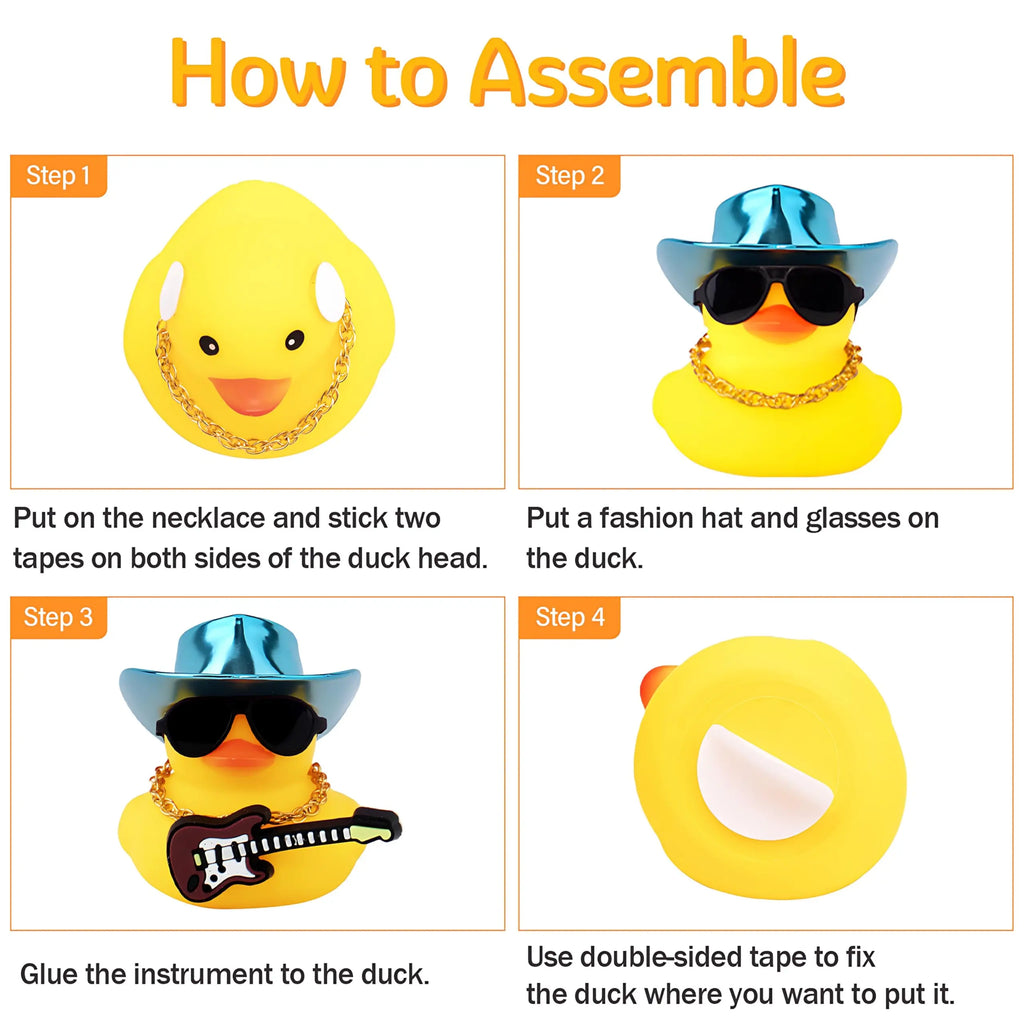 CowLost | product_id-purple-rubber-duck-car-ornament-with-cowboy-hat-necklace-and-sunglasses-dashboard-decoration |3