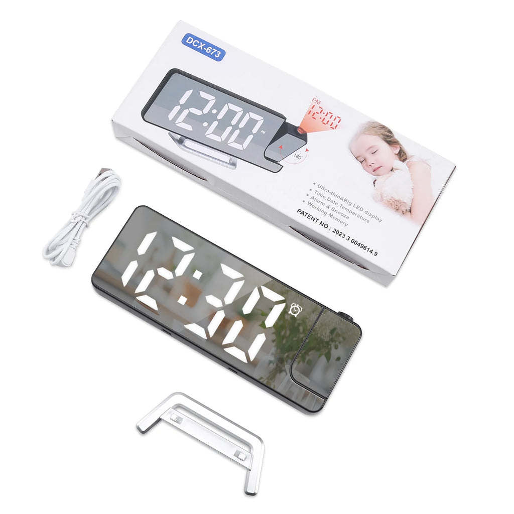 ORIA Digital Projection Alarm Clock with 7.9" LED Screen, Date & Temperature Display
