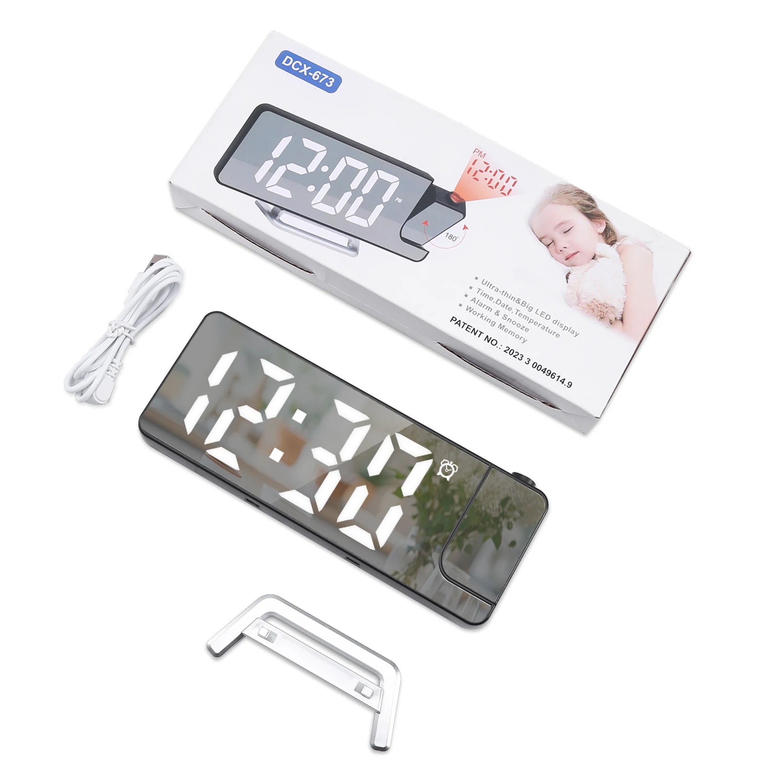 ORIA Digital Projection Alarm Clock with 7.9" LED Screen, Date & Temperature Display