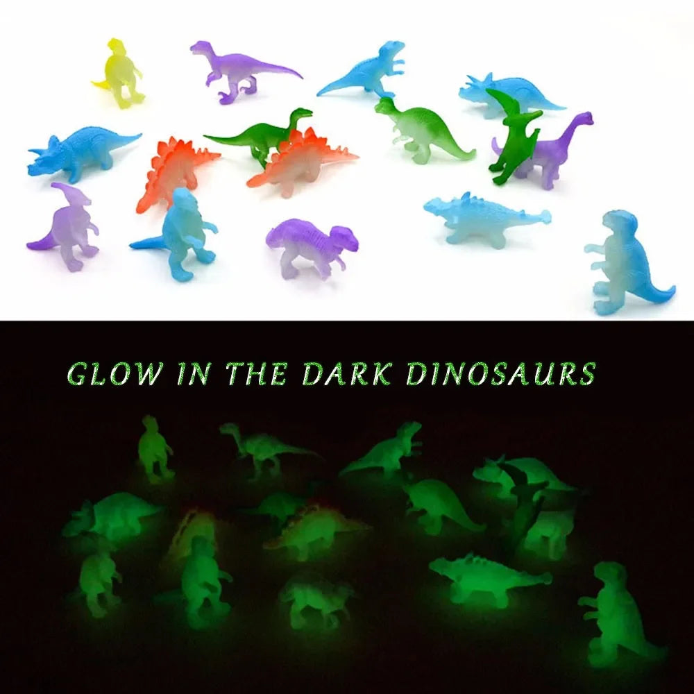 16Pcs Glow-in-the-Dark Mini Dinosaur Figure Toys Set