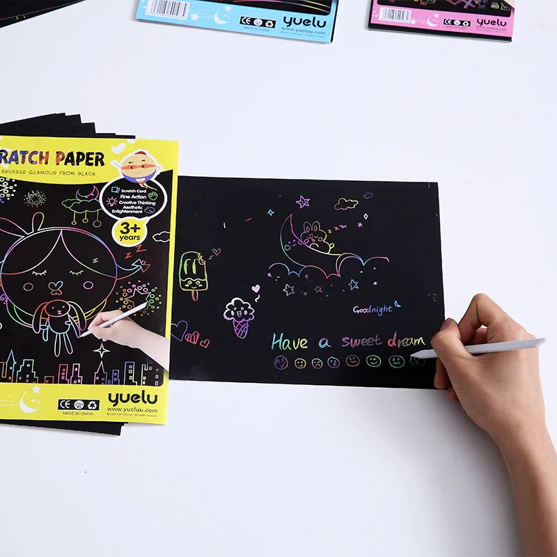 CowLost | product_id-10-pcs-colorful-diy-blank-scratch-painting-paper-set-a4-16k-32k |4
