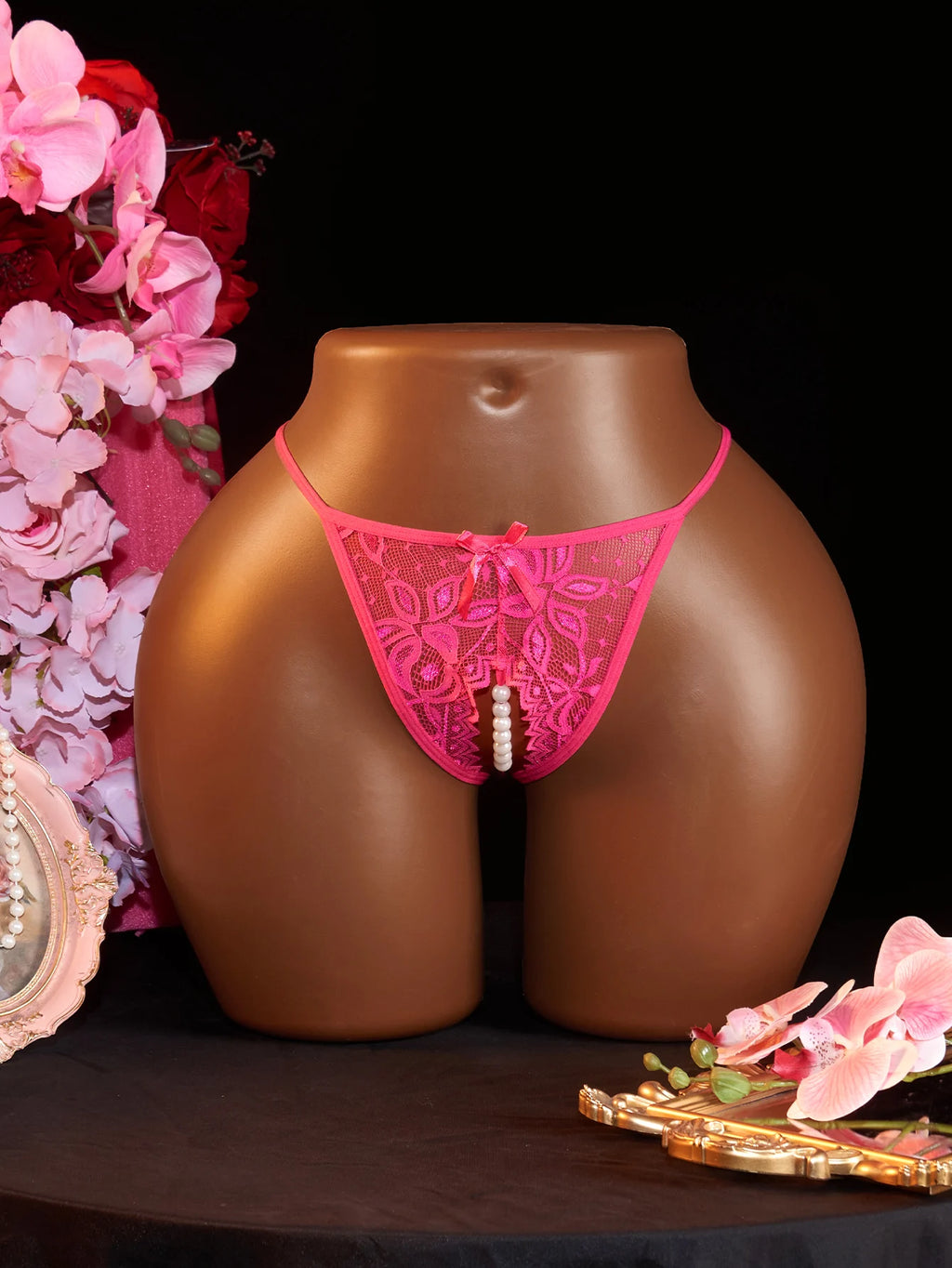 CowLost | 1pcs-women-lace-beading-panties-ladies-erotict-crotchless-thongs-g-string-lingerie |2