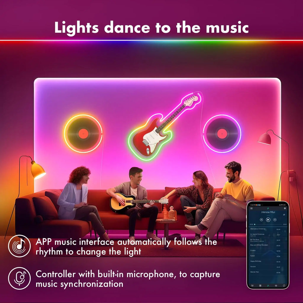 40M/30M RGB LED Neon Rope Lights, Music Sync, App & Remote Control, Waterproof Indoor Outdoor
