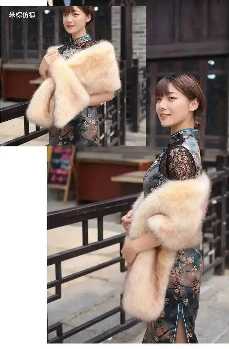 CowLost | 32-colors-165-30cm-women-luxury-warm-faux-fox-fur-shawl-winter-ladies-plush-scarf |14