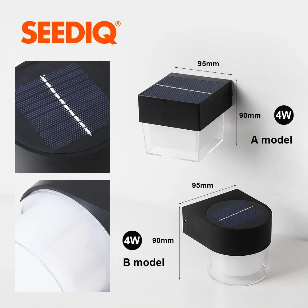 CowLost | seediq-solar-outdoor-wall-light-ip65-waterproof-led-facade-wall-lamp-4w-wireless-street-porch-garden-lighting |6