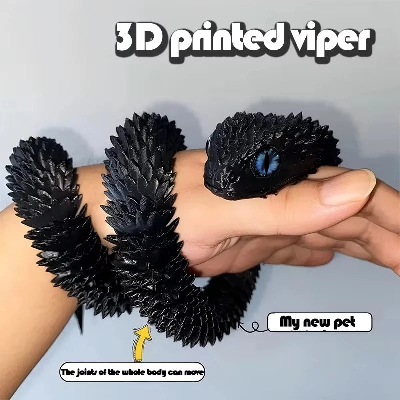 30cm 3D Printed Movable Joint Snake Model Toy for Office Decoration and Kids Gift