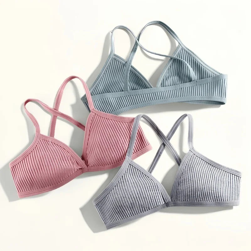 CowLost | product_id-2pcs-wireless-v-neck-1-3-cup-push-up-bras-for-women-breathable |1