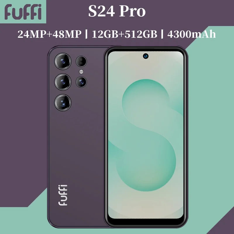 CowLost | fuffi-s24-pro-smartphone-android-4300mah-12gb-ram-512g-rom-6-56-inch-phone-720x1612hd-24mp-48mp-4g-network-mobile-phone |1