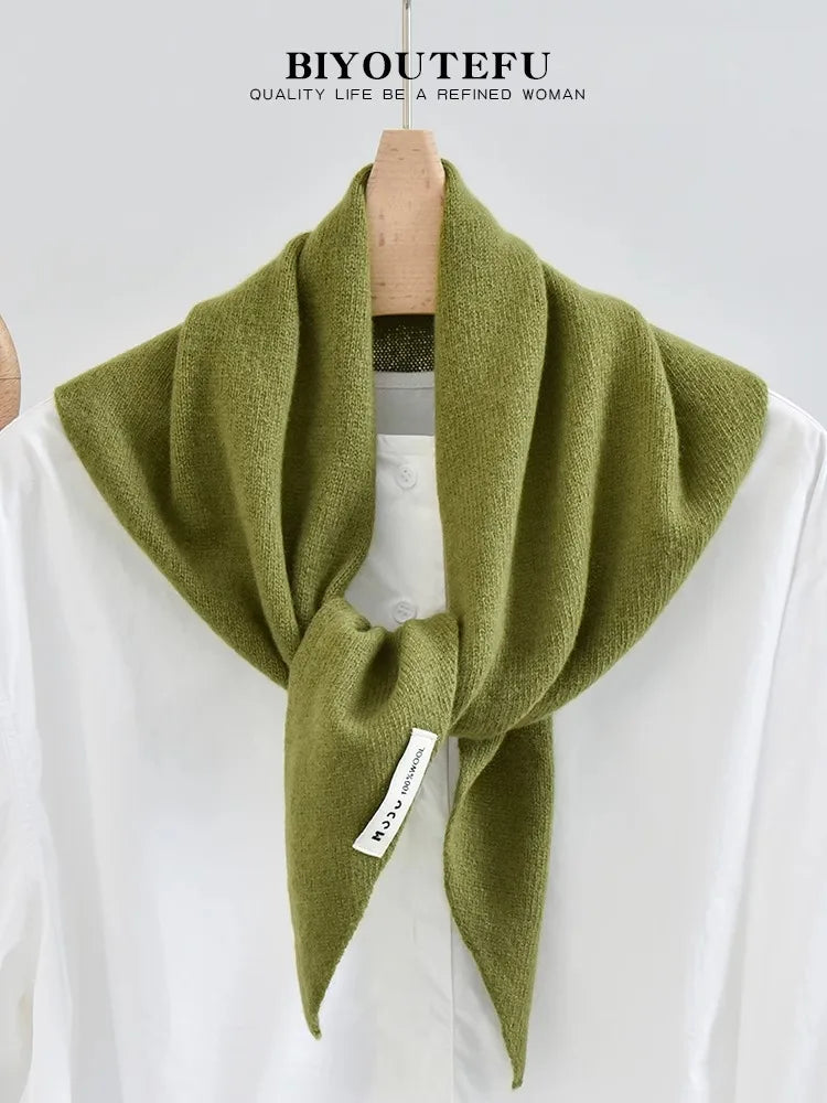CowLost | australian-wool-knitted-triangle-scarf-shawl-womens-autumn-winter-warm-neck-protection-scarf |28