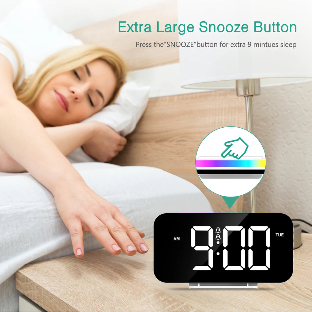 ORIA Digital Alarm Clock Large LED Display with 10 Color Night Light and Dual Alarms for Bedroom Office