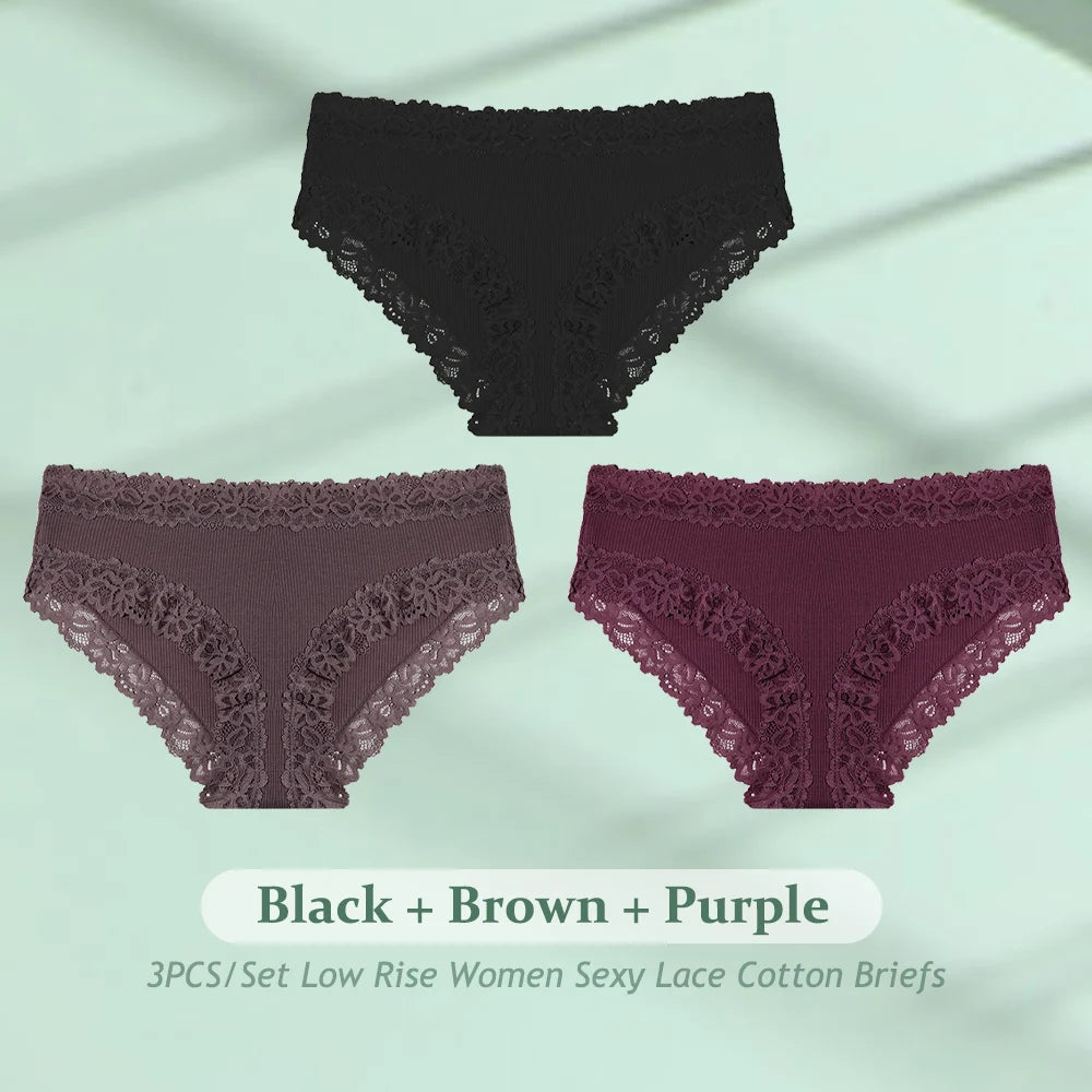 CowLost | activewear-pants-3pcs-women-cotton-seamless-low-waist-panties-set |40
