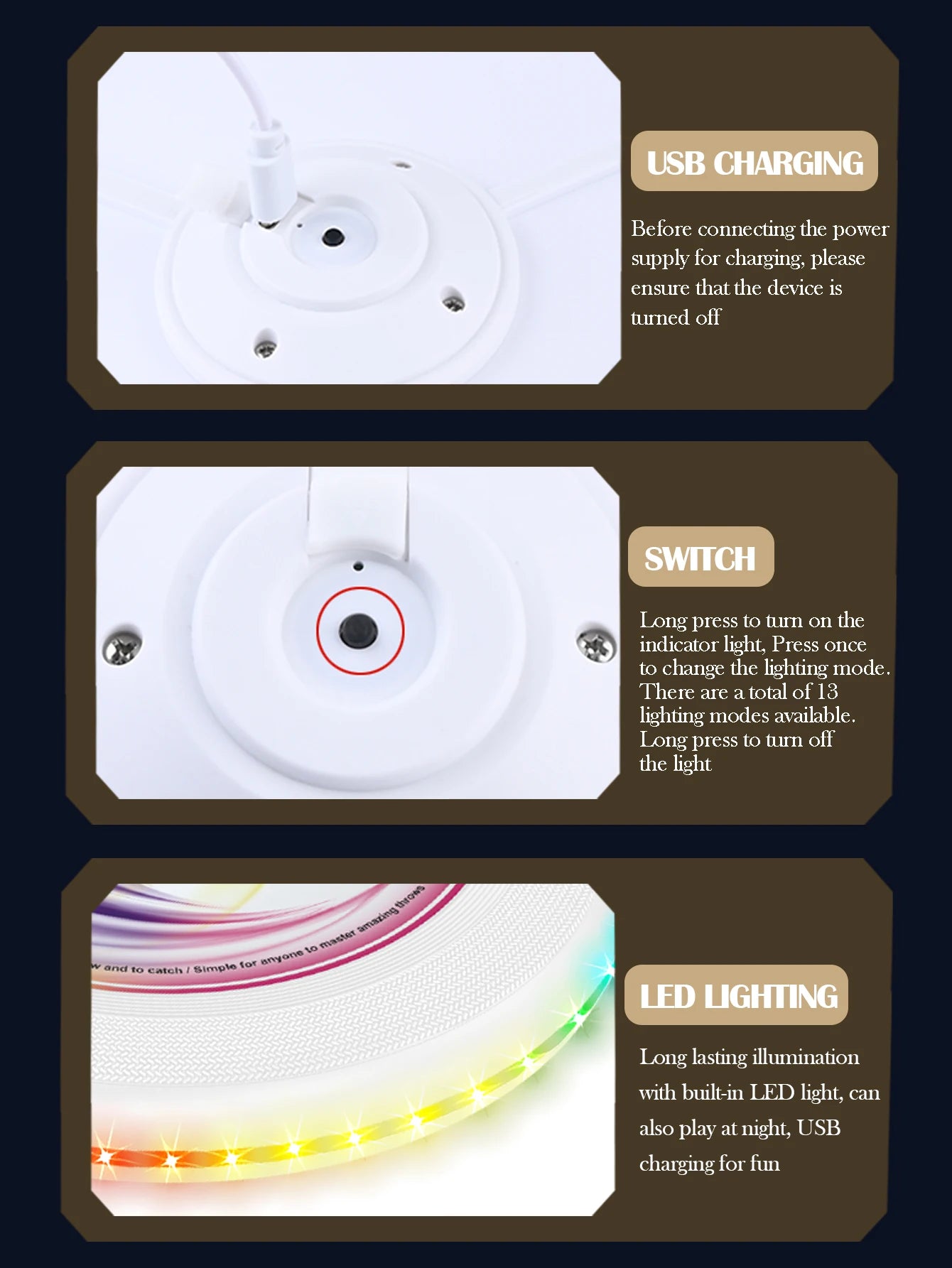 CowLost | product_id-usb-rechargeable-led-flying-disc-outdoor-sports-toy |11
