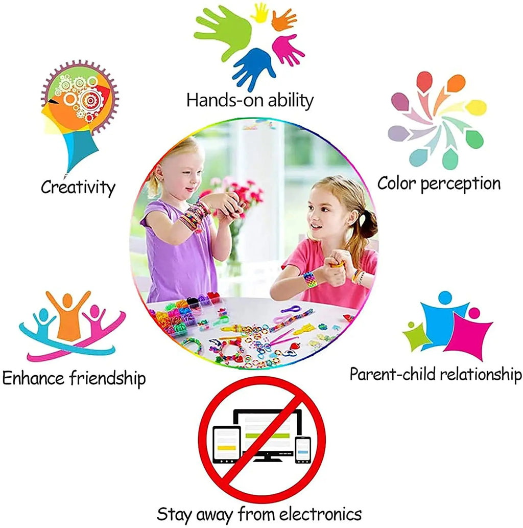 600pcs Colorful Loom Bands Set 12 Colors DIY Bracelet Making Kit Gift for Kids