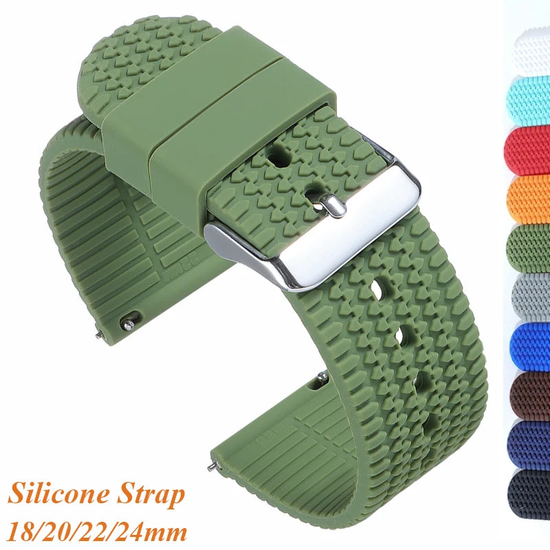 HQstrap Soft Silicone Quick Release Watch Strap 18-24mm Waterproof Unisex Sport Band