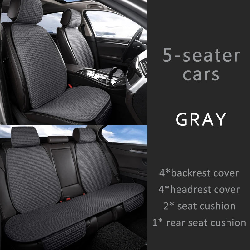 CowLost | car-seat-covers-full-set-flax-linen-car-cushion-protector-front-rear |36