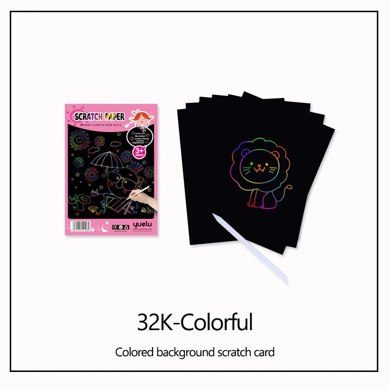 CowLost | product_id-10-pcs-colorful-diy-blank-scratch-painting-paper-set-a4-16k-32k |24