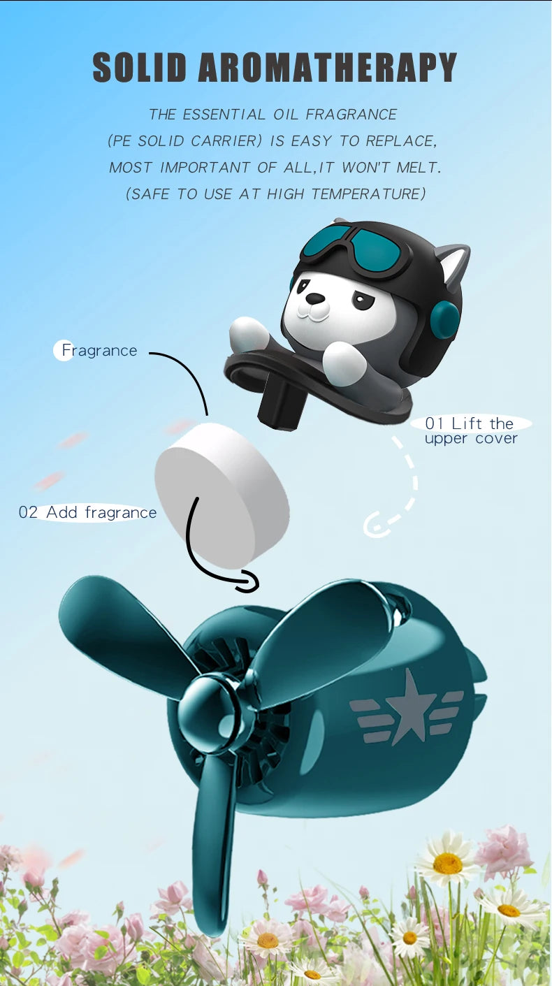 CowLost | product_id-pilot-husky-dog-car-air-freshener-propeller-plane-vent-clip-ocean-scent-aroma-diffuser |13