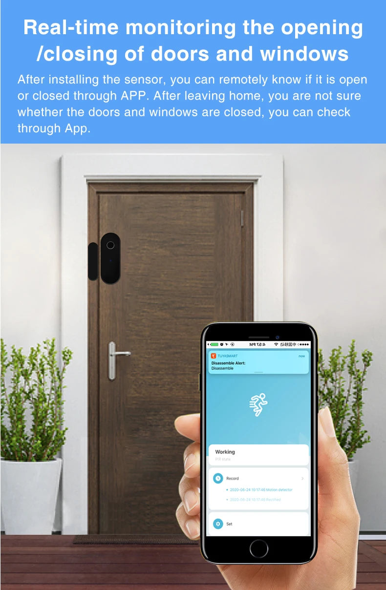 CowLost | zigbee-door-window-sensor-tuya-smart-life-app-remote-control-home-security-detector-anti-theft-alarm |9