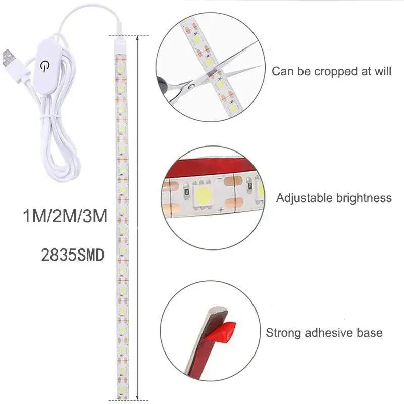 CowLost | light-ropes-strings-product_id-2835-smd-touch-sensor-led-strip-light-5v-usb-flexible-tape-for-room-cabinet-sewing-machine |2