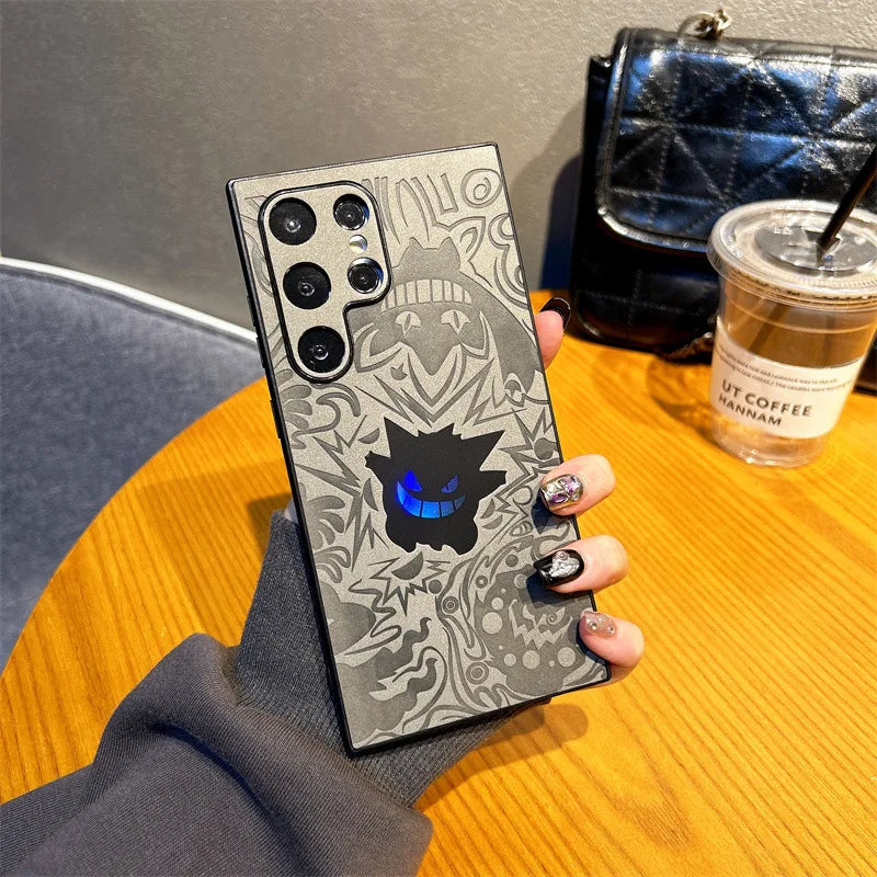 CowLost | anime-gengar-faux-leather-laser-wristband-shockproof-phone-case-for-samsung-galaxy-s25-s24-s23-s22-ultra-plus-a56-a55-a54 |16