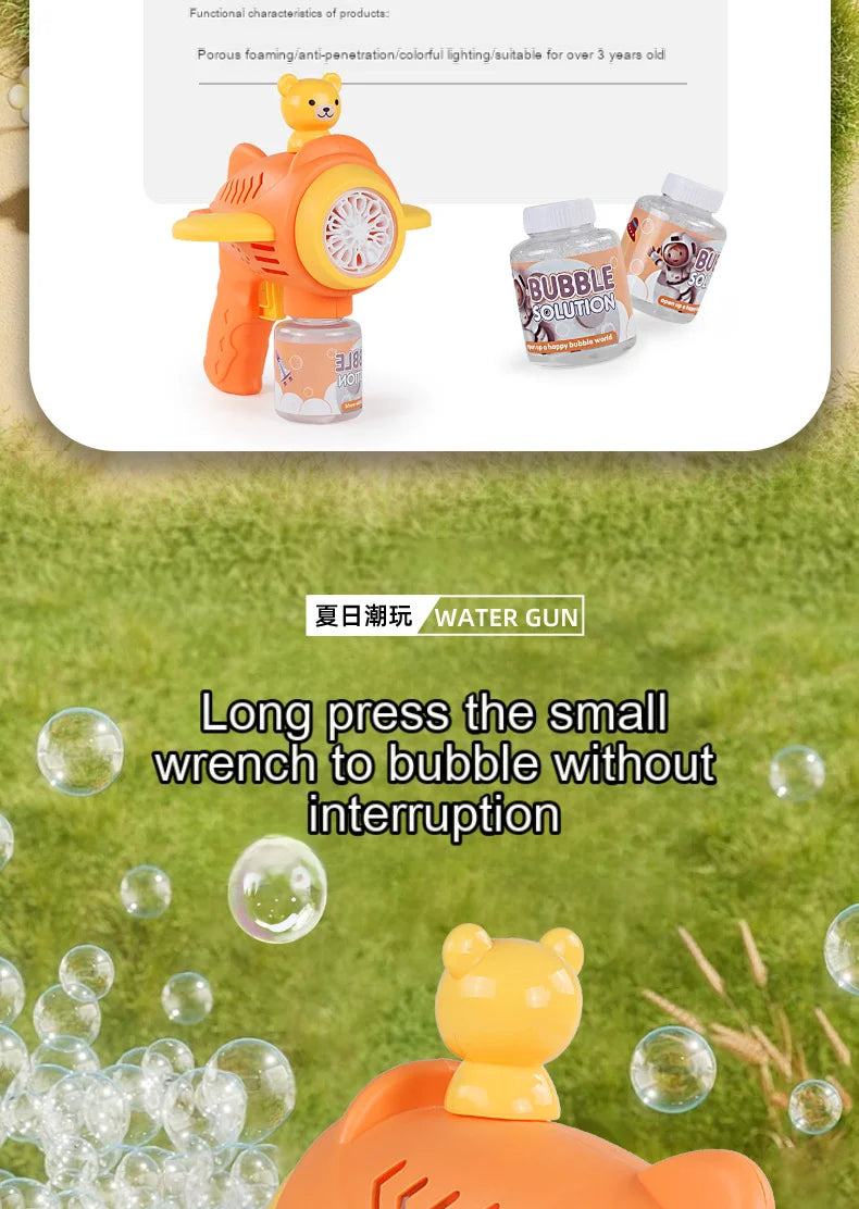 CowLost | product_id-little-bear-automatic-bubble-gun-toy-with-light-for-kids-summer-outdoor-party-gift |8