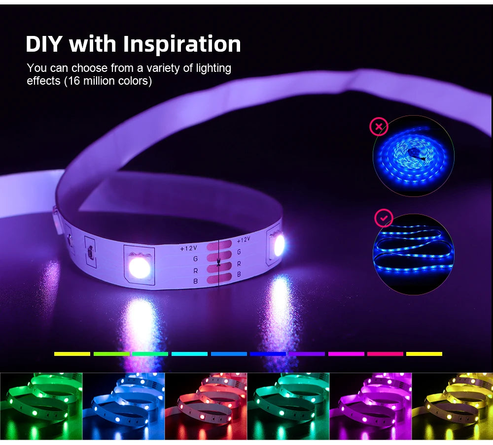 RGB LED Strip Light 40m/30m/20m/15m, Flexible 24V SMD3535, APP Control Music Sync for Room Decor