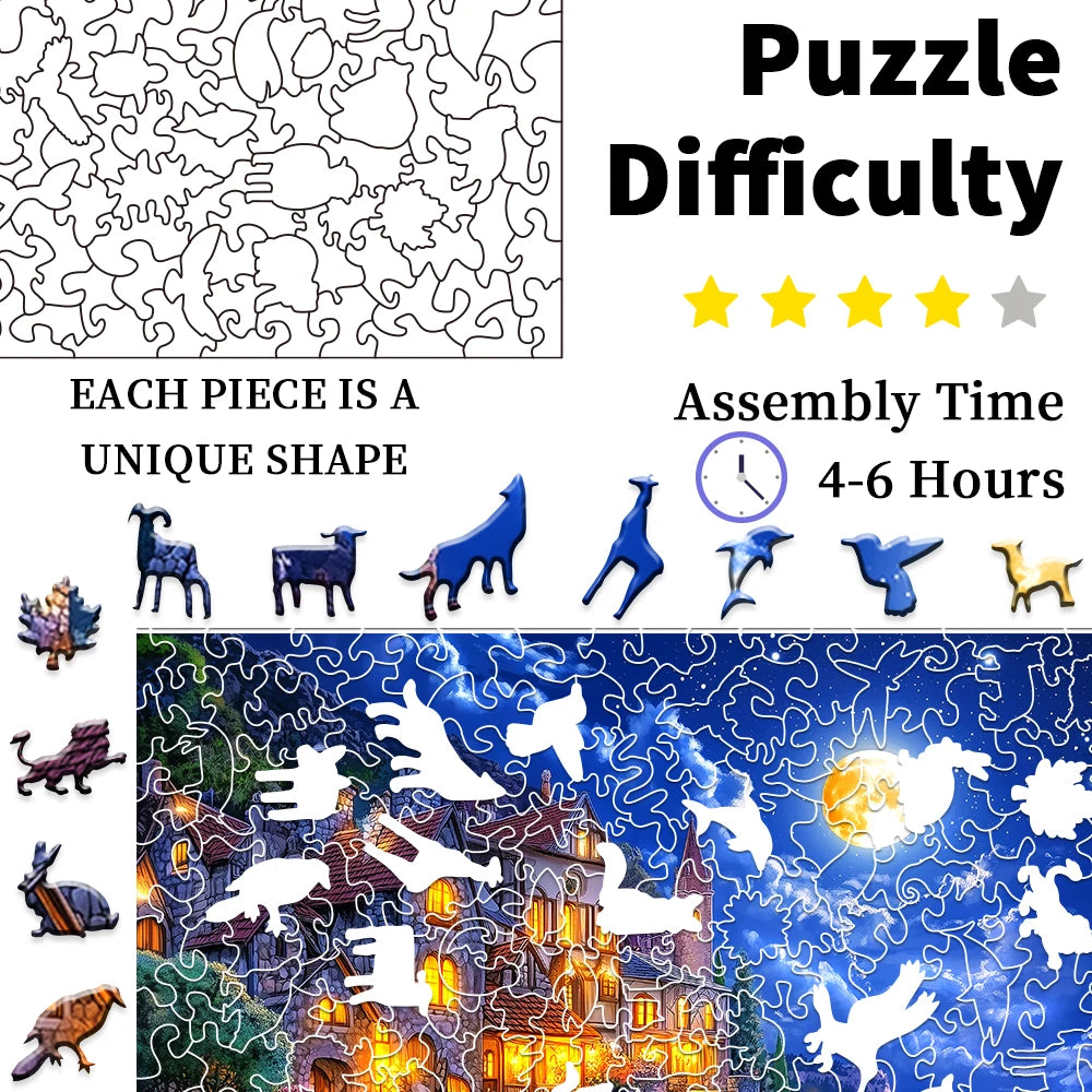 CowLost | product_id-moonlit-coastal-castle-wooden-jigsaw-puzzle-with-animal-shaped-pieces-for-adults-gift |4