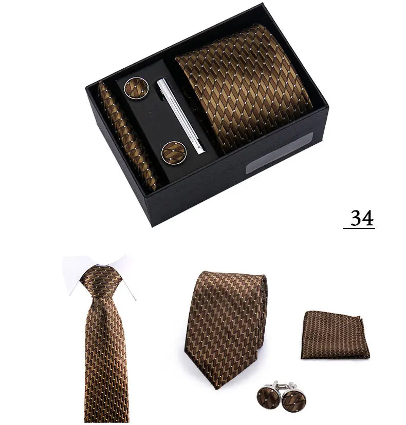 CowLost | tie-men-with-box-top-quality-business-ties-hanky-cufflink-set |43