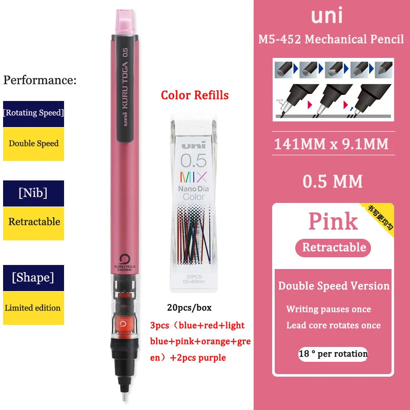 CowLost | product_id-uni-kuru-toga-m5-452-0-5mm-mechanical-pencil-low-center-gravity-japan-stationery |20