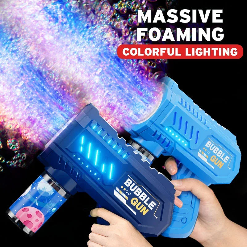 Automatic Bubble Gun Rocket Blower with Bubble Liquid Toy for Kids Outdoor Beach Gifts
